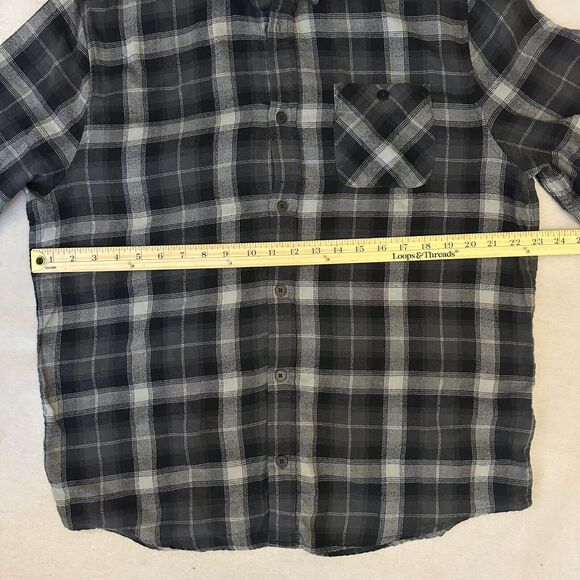 Alpine Design Flannel Shirt Mens Sz Large Black Gray Plaid L/S - Picture 4 of 7